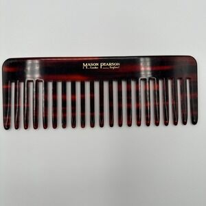 MASON PEARSON RAKE COMB C7 ALL HAIR TYPE DETANGLE WIDE TEETH TORTOISE BROWN USED